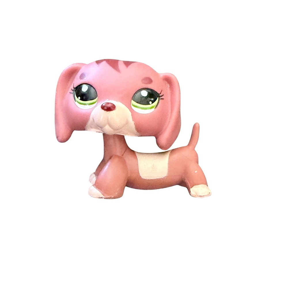 Hasbro Littlest Pet Shop Dachshund Pink Tan Green Eyes LPS